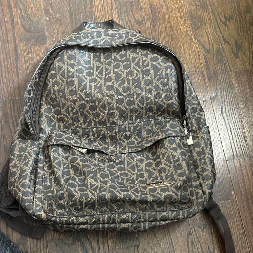 Calvin Klein Dark Brown Monogram Logo Backpack